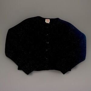 Talbots Kids Black Sparkle Cardigan Girls 14 Button Front Holiday VTG